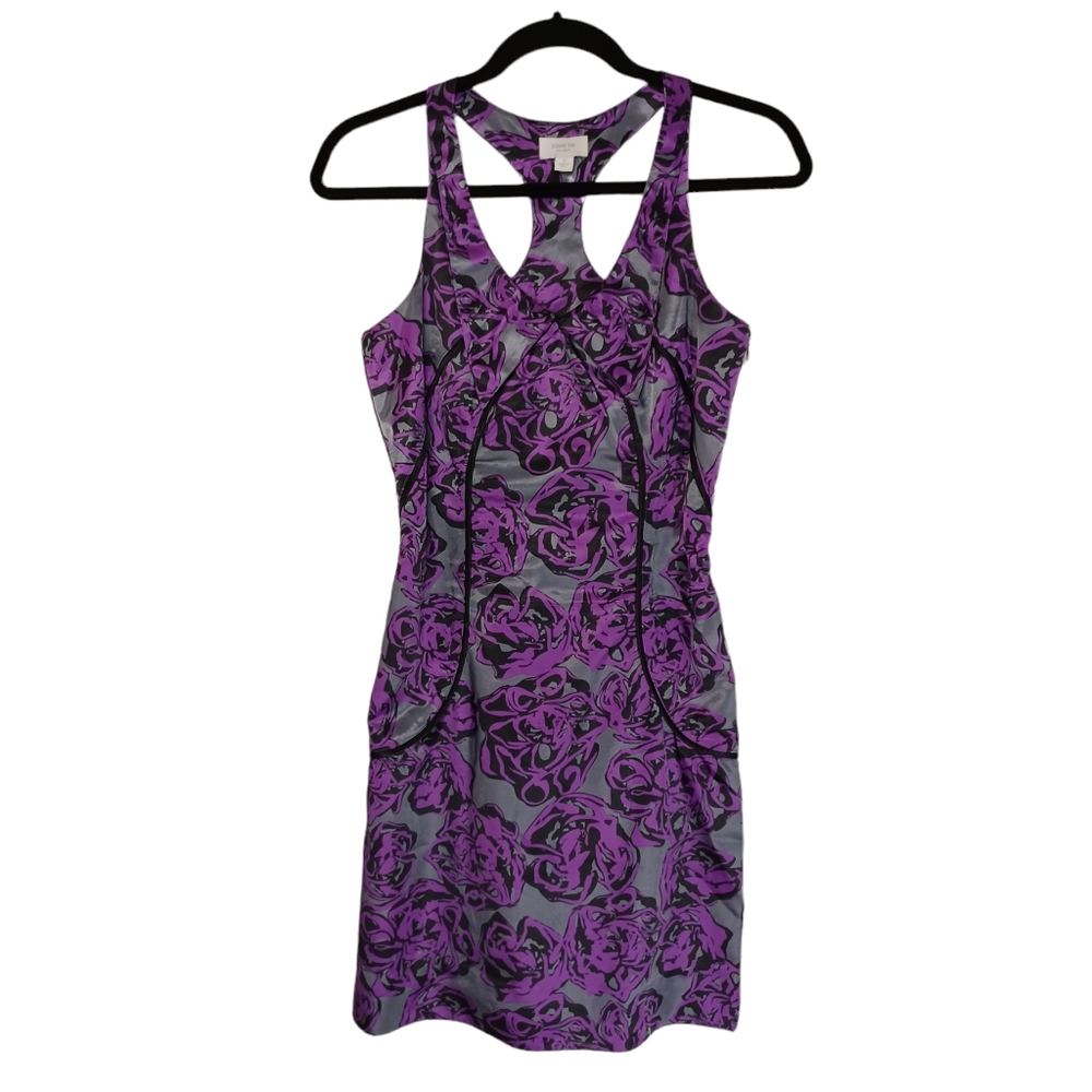RICHARD CHAI Purple and Gray Floral Print Small Racerback Sleeveless Dress Small